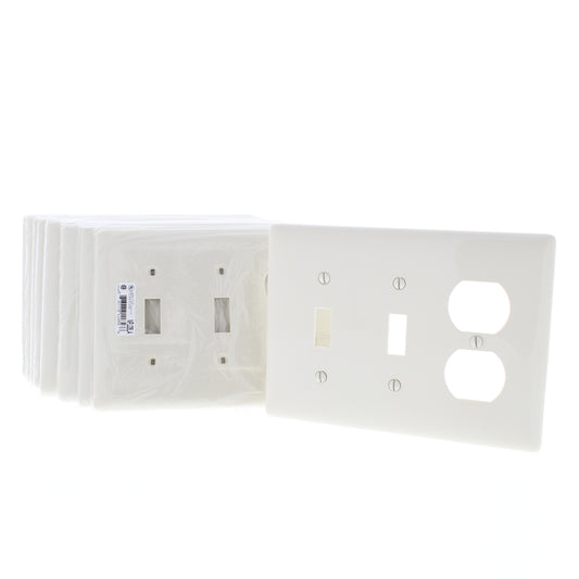 Hubbell NPJ28LA Lt Almond 3-Gang Outlet Toggle Switch Mid-Size Nylon Cover 10pcs