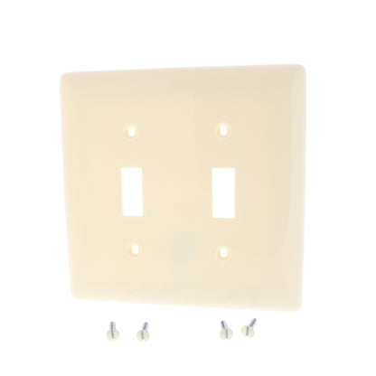 Hubbell NPJ2AL Almond 2-Gang Toggle Unbreakable Nylon Mid-Size Wallplate Cover
