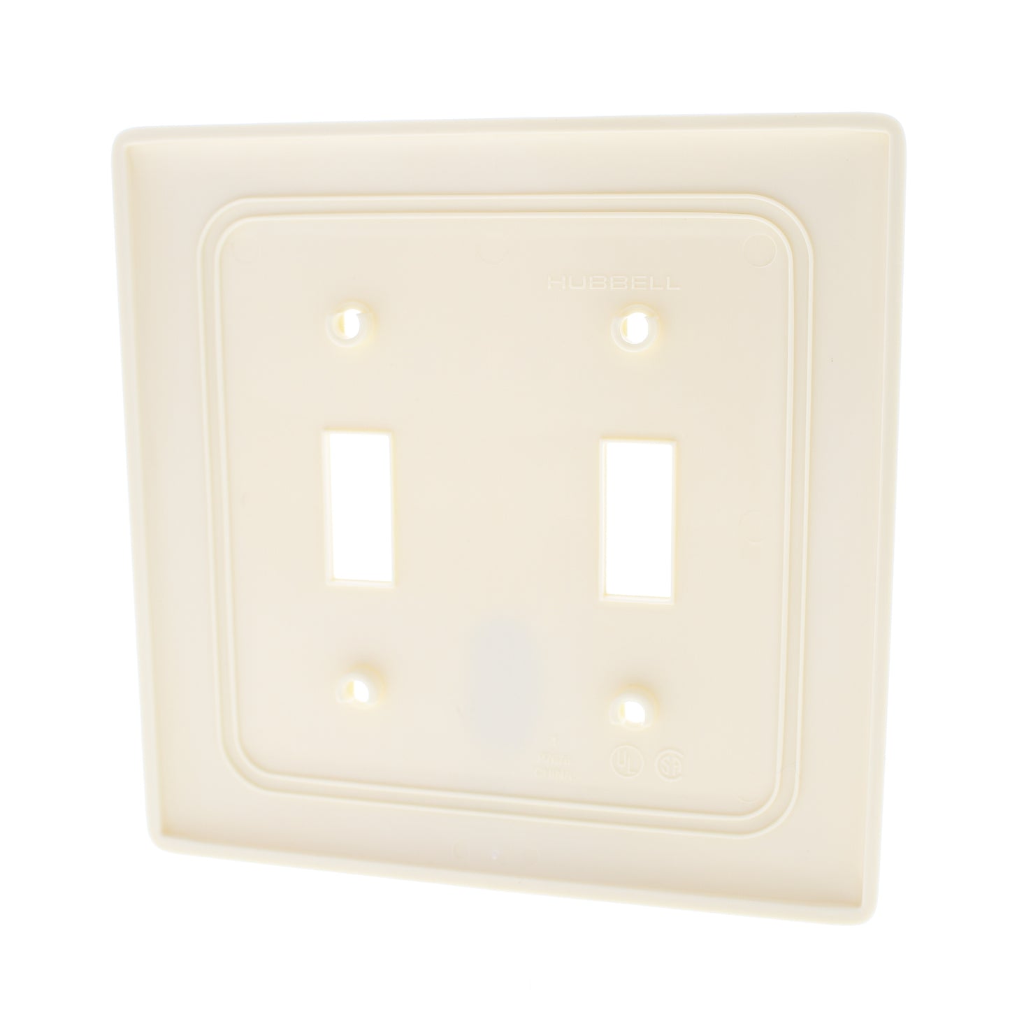 Hubbell NPJ2AL Almond 2-Gang Toggle Unbreakable Nylon Mid-Size Wallplate Cover