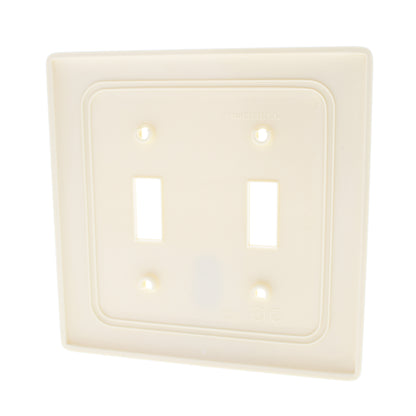 Hubbell NPJ2AL Almond 2-Gang Toggle Unbreakable Nylon Mid-Size Wallplate Cover
