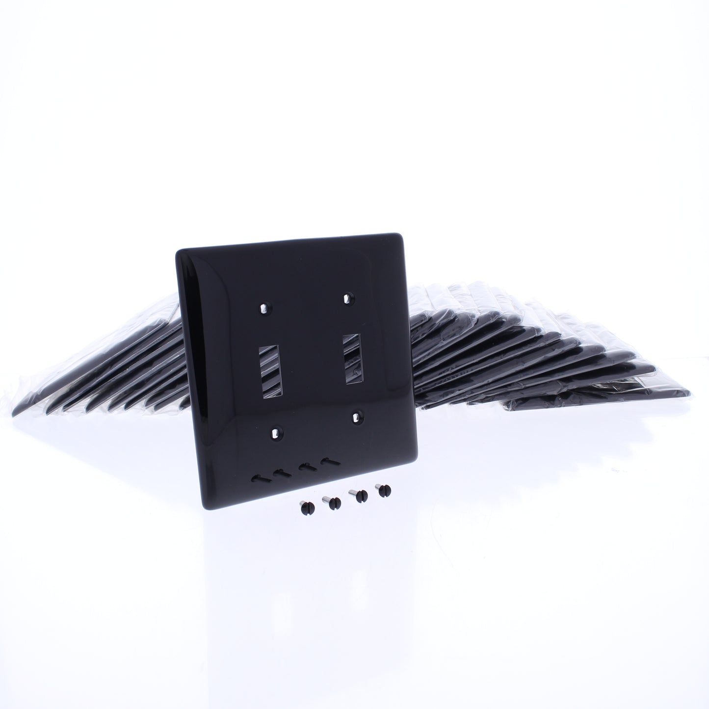 Hubbell NPJ2BK Black 2-Gang MidSize Toggle Switch Cover Nylon Wallplates 25-Pack