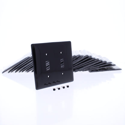 Hubbell NPJ2BK Black 2-Gang MidSize Toggle Switch Cover Nylon Wallplates 25-Pack