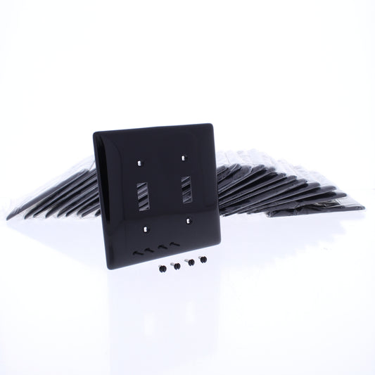 Hubbell NPJ2BK Black 2-Gang MidSize Toggle Switch Cover Nylon Wallplates 25-Pack
