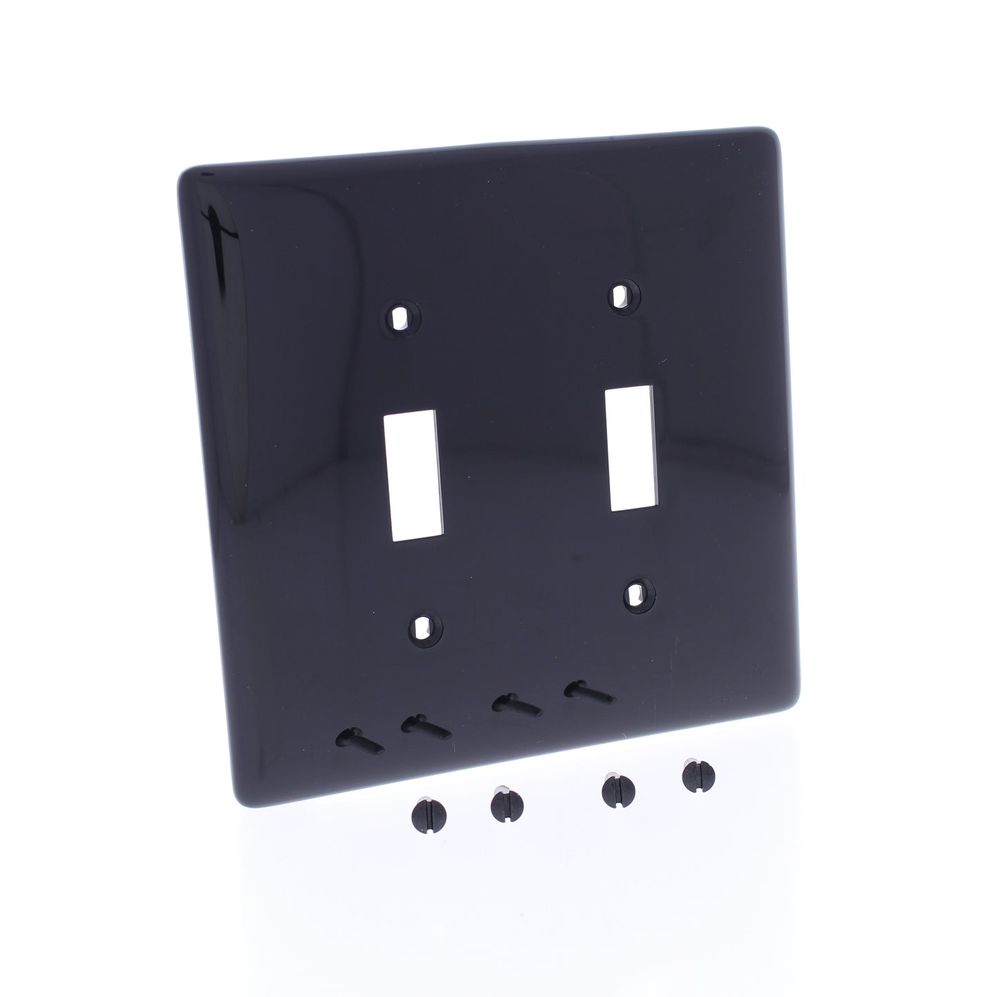 Hubbell NPJ2BK Black 2-Gang MidSize Toggle Switch Cover Nylon Wallplates 25-Pack
