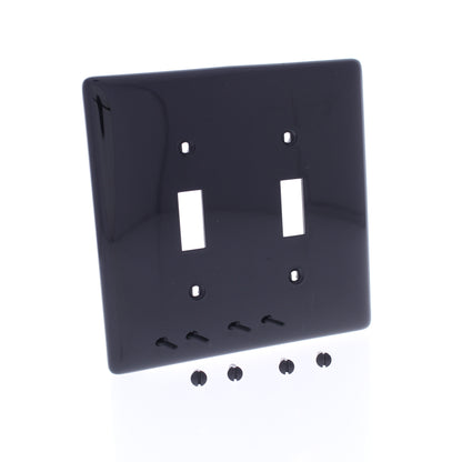Hubbell NPJ2BK Black 2-Gang MidSize Toggle Switch Cover Nylon Wallplates 25-Pack