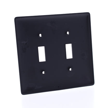Hubbell NPJ2BK Black 2-Gang MidSize Toggle Switch Cover Nylon Wallplates 25-Pack