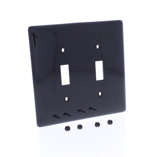 Hubbell NPJ2BK Black 2-Gang Toggle Unbreakable Nylon Mid-Size Wallplate Cover