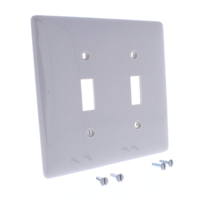 Hubbell NPJ2GY Gray 2-Gang Mid-size Toggle Switch Cover Nylon Wallplates 25-Pack