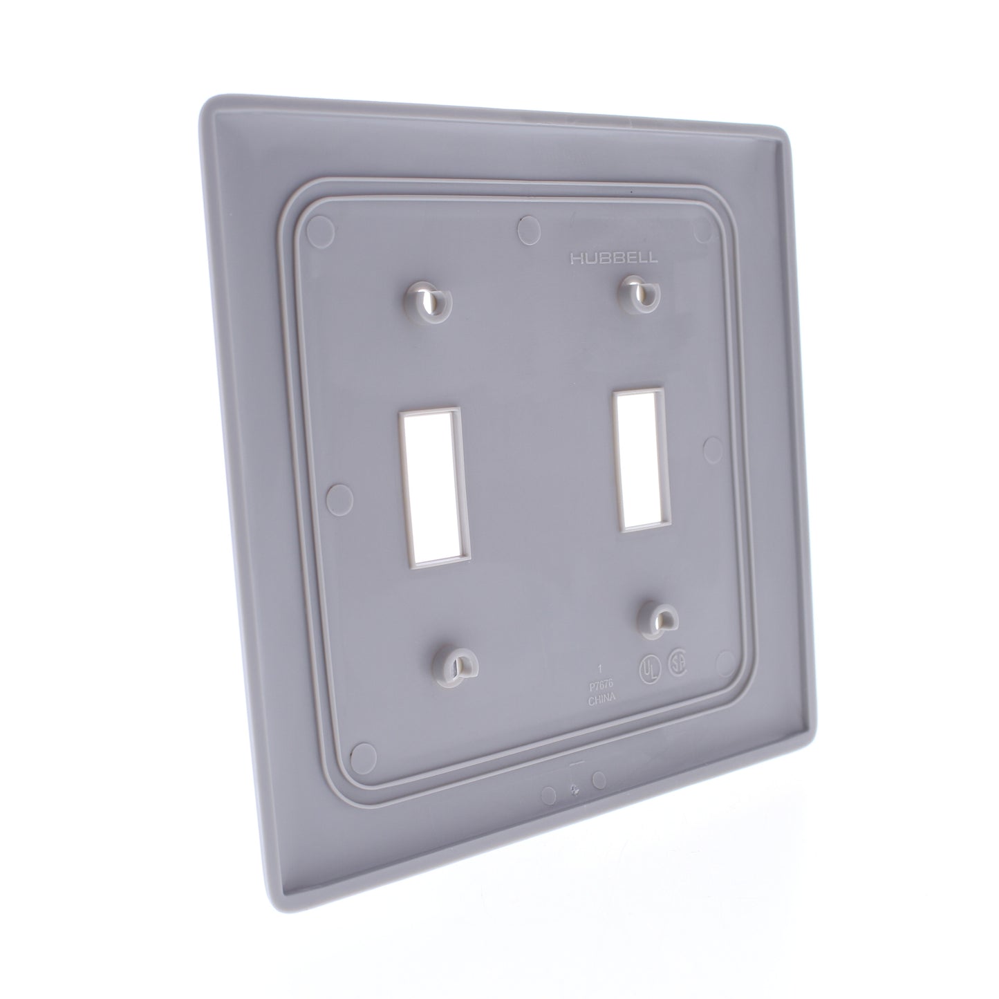 Hubbell NPJ2GY Gray 2-Gang Toggle Switch Unbreakable Nylon Mid-Size Wallplate