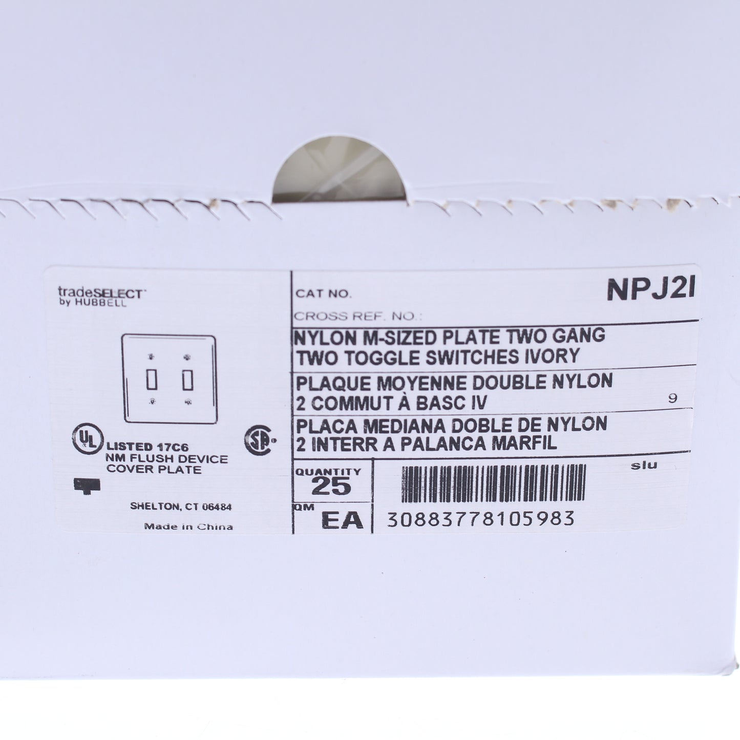 Hubbell NPJ2I Ivory 2-Gang Toggle Switch Unbreakable Mid-Size Wallplates 25pcs
