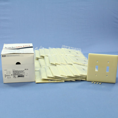 Hubbell NPJ2I Ivory 2-Gang Toggle Switch Unbreakable Mid-Size Wallplates 25pcs