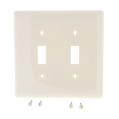 Hubbell NPJ2I Ivory 2-Gang Toggle Switch Unbreakable Nylon Mid-Size Wallplate