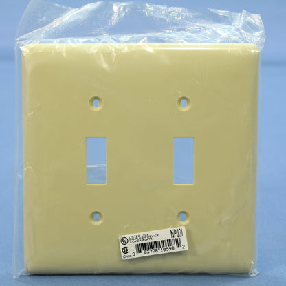Hubbell NPJ2I Ivory 2-Gang Toggle Switch Unbreakable Nylon Mid-Size Wallplate