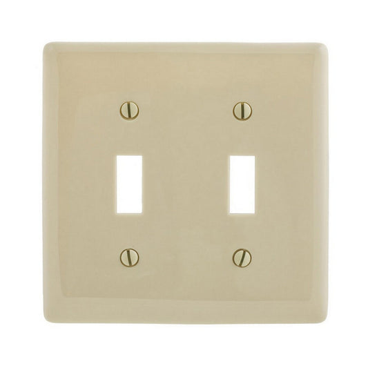 Hubbell NPJ2IZ Ivory 2-Gang Toggle Unbreakable Nylon Mid-Size Wallplate Cover