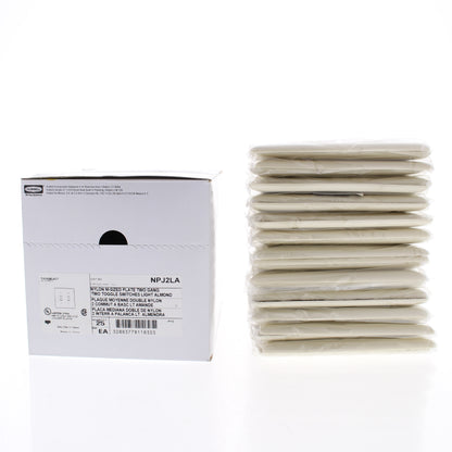 Hubbell NPJ2LA Light Almond 2-Gang Nylon Mid-size Switch Cover Wallplate 25-Pack