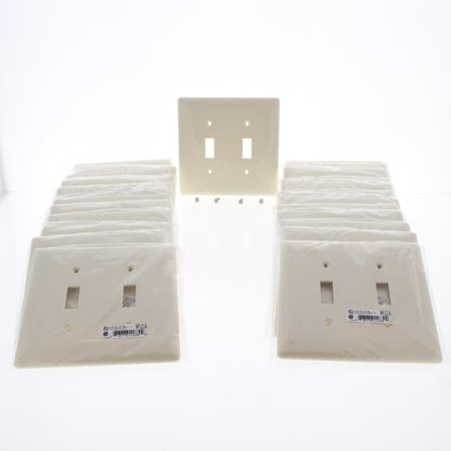 Hubbell NPJ2LA Light Almond 2-Gang Nylon Mid-size Switch Cover Wallplate 25-Pack