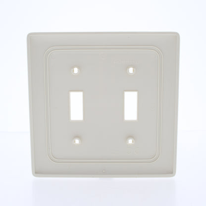 Hubbell NPJ2LA Light Almond 2-Gang Nylon Mid-size Switch Cover Wallplate 25-Pack