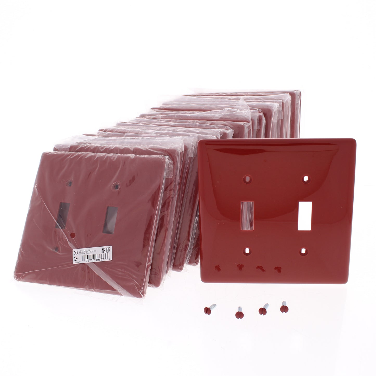 Hubbell NPJ2R Red 2-Gang Mid-size Switch Plate Cover Nylon Wallplates 25-Pack