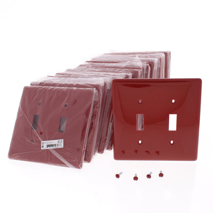 Hubbell NPJ2R Red 2-Gang Mid-size Switch Plate Cover Nylon Wallplates 25-Pack