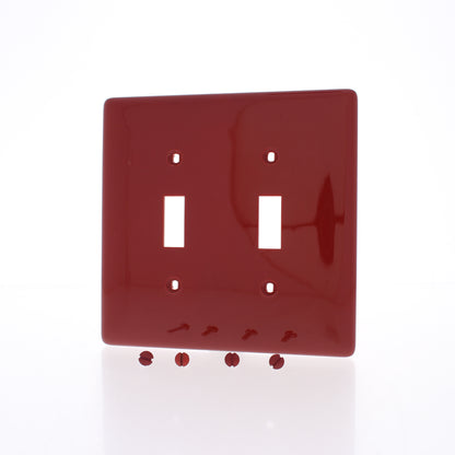 Hubbell NPJ2R Red 2-Gang Toggle Switch Unbreakable Mid-Size Wallplate Cover