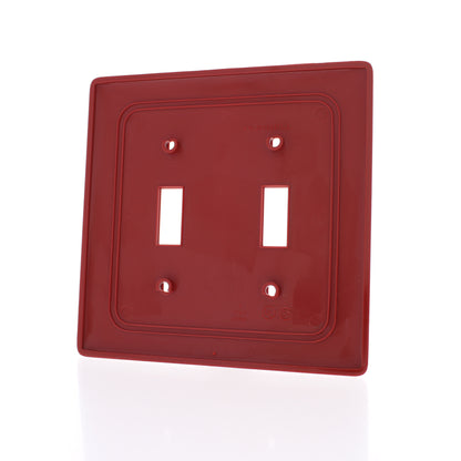 Hubbell NPJ2R Red 2-Gang Toggle Switch Unbreakable Mid-Size Wallplate Cover