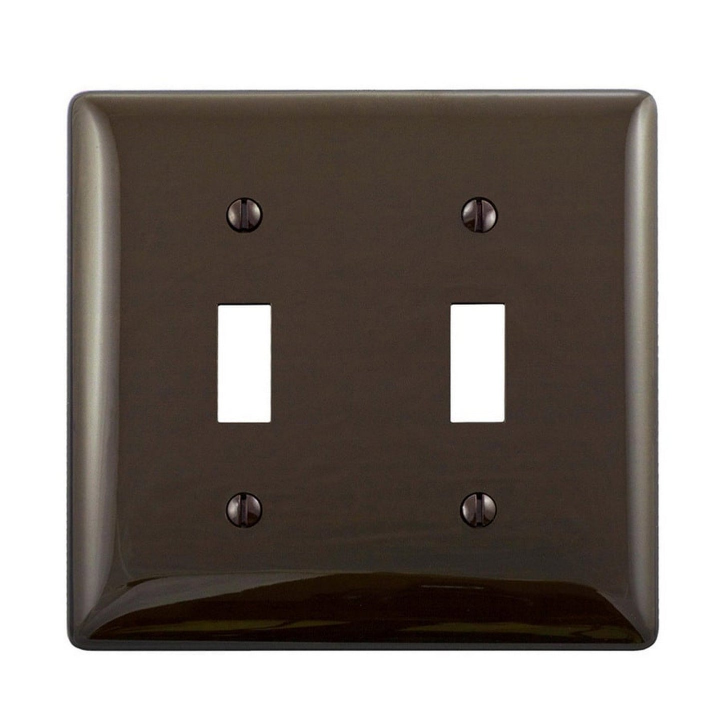 Hubbell NPJ2Z Brown 2-Gang Toggle Switch Unbreakable Nylon Mid-Size Wallplate