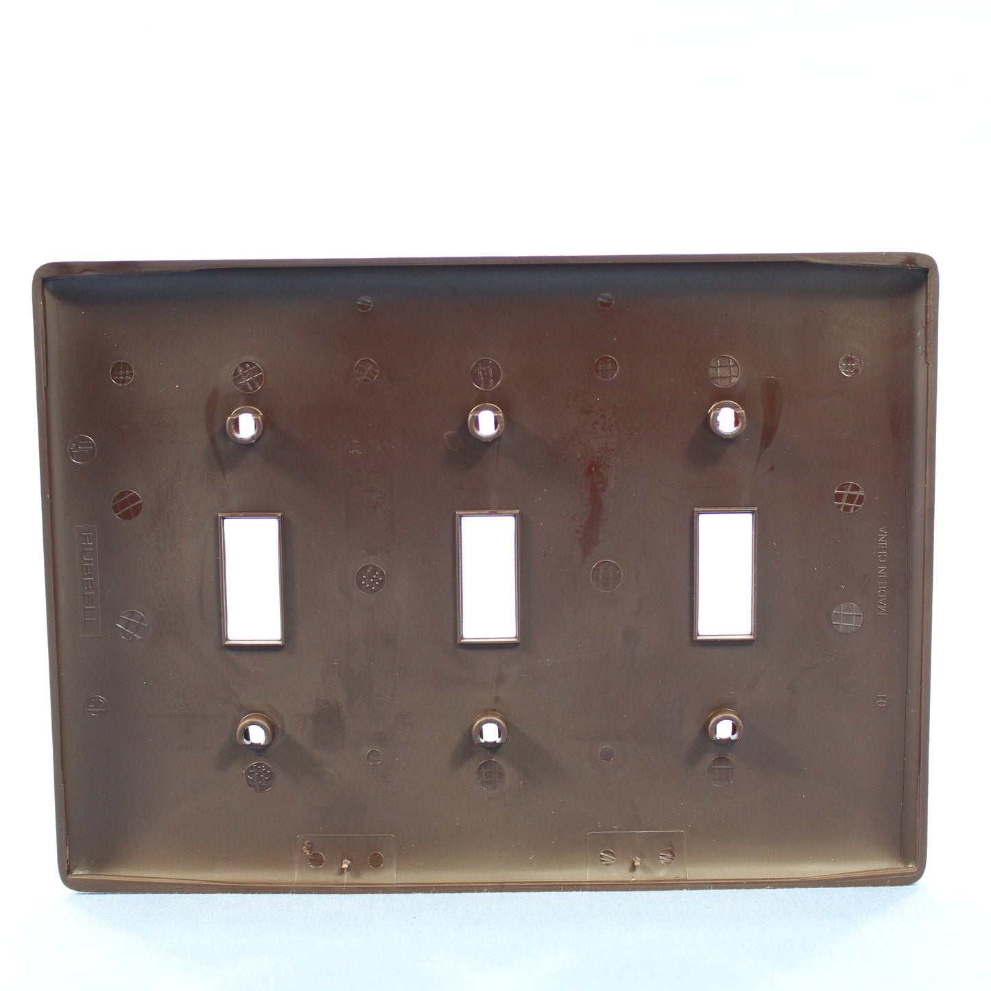 Hubbell NPJ3 Brown 3-Gang Toggle Switch Unbreakable Nylon Mid-Size Wallplate