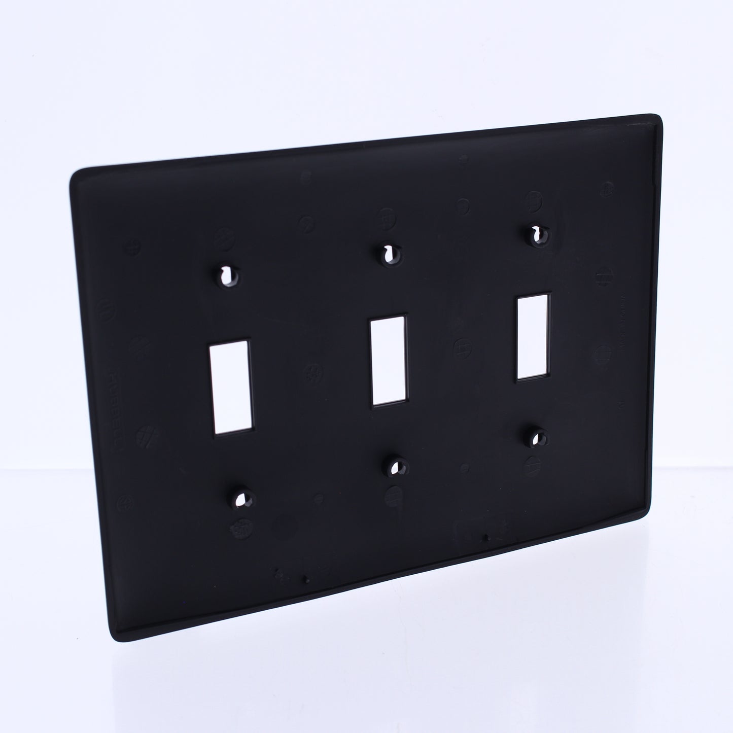 Hubbell NPJ3BK Black 3-Gang Mid-Size Toggle Switch Cover Nylon Wallplate 10-Pack