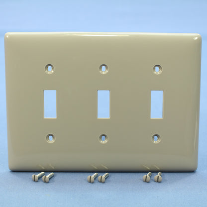 Hubbell Gray 3-Gang Unbreakable Mid-size Switch Plate Cover Wallplate NPJ3GY