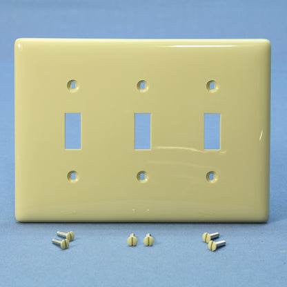 Hubbell NPJ3I Ivory 3-Gang Toggle Switch Unbreakable Mid-Size Wallplates 10pcs