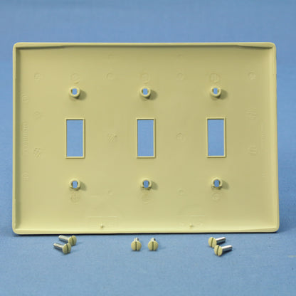 Hubbell NPJ3I Ivory 3-Gang Toggle Switch Unbreakable Mid-Size Wallplates 10pcs