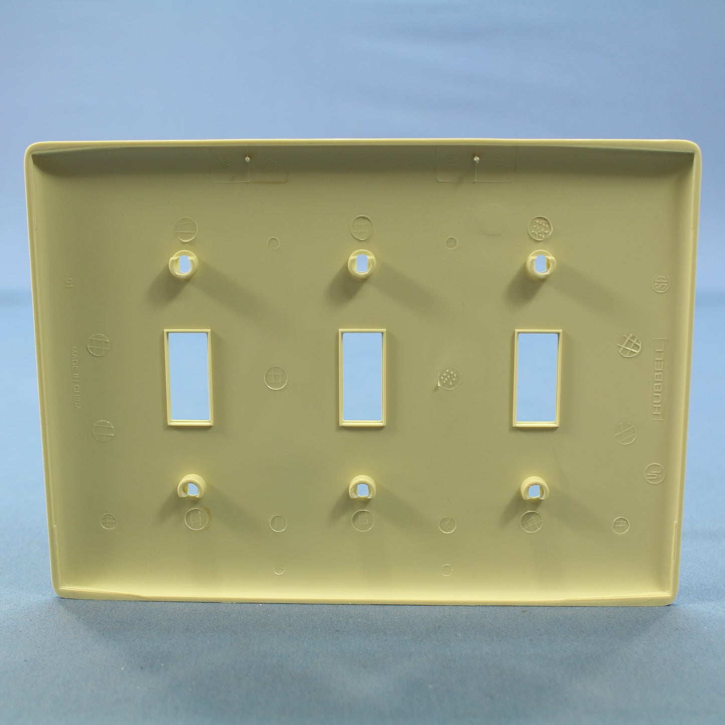 Hubbell NPJ3I Ivory 3-Gang Toggle Switch Unbreakable Nylon Mid-Size Wallplate