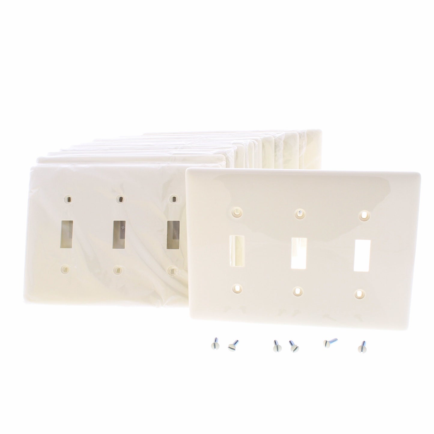 Hubbell NPJ3LA Light Almond 3-Gang Toggle Unbreakable Mid-Size Wallplate 10pcs