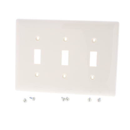 Hubbell NPJ3LA Light Almond 3-Gang Toggle Unbreakable Mid-Size Wallplate 10pcs