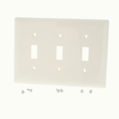 Hubbell NPJ3LA Light Almond 3-Gang Toggle Unbreakable Mid-Size Wallplate Cover