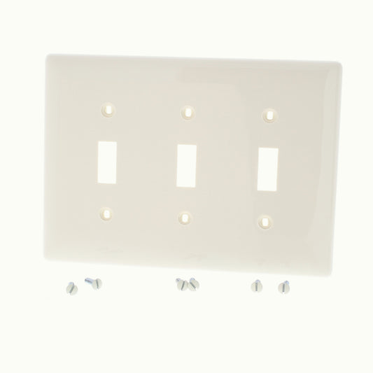 Hubbell NPJ3LA Light Almond 3-Gang Toggle Unbreakable Mid-Size Wallplate Cover
