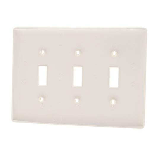 Hubbell NPJ3LA Light Almond 3-Gang Toggle Unbreakable Mid-Size Wallplate Cover