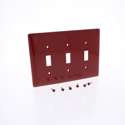 Hubbell Red 3-Gang Unbreakable Mid-size Switch Plate Cover Wallplate NPJ3R