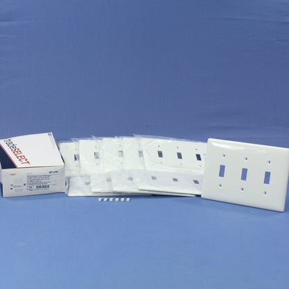 Hubbell NPJ3W White 3-Gang Toggle Switch Unbreakable Mid-Size Wallplates 10pcs