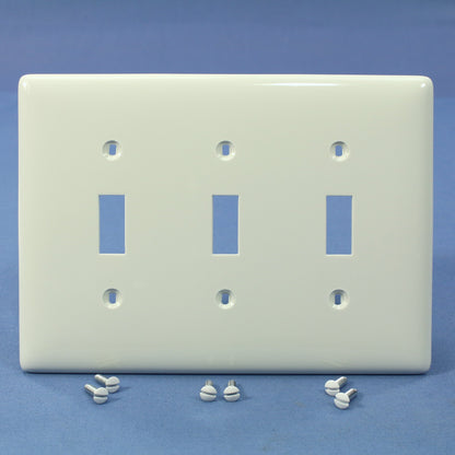 Hubbell NPJ3W White 3-Gang Toggle Switch Unbreakable Mid-Size Wallplates 10pcs