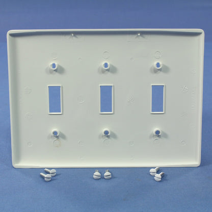Hubbell NPJ3W White 3-Gang Toggle Switch Unbreakable Mid-Size Wallplates 10pcs