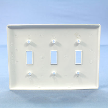 Hubbell NPJ3W White 3-Gang Toggle Switch Unbreakable Nylon Mid-Size Wallplate