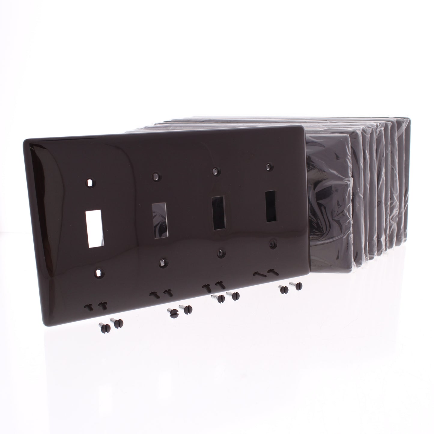 Hubbell NPJ4 Brown 4-Gang Mid-size Switch Plate Cover Nylon Wallplates 10-Pack