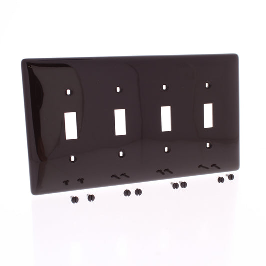 Hubbell NPJ4 Brown 4-Gang Mid-size Switch Plate Cover Nylon Wallplates 10-Pack