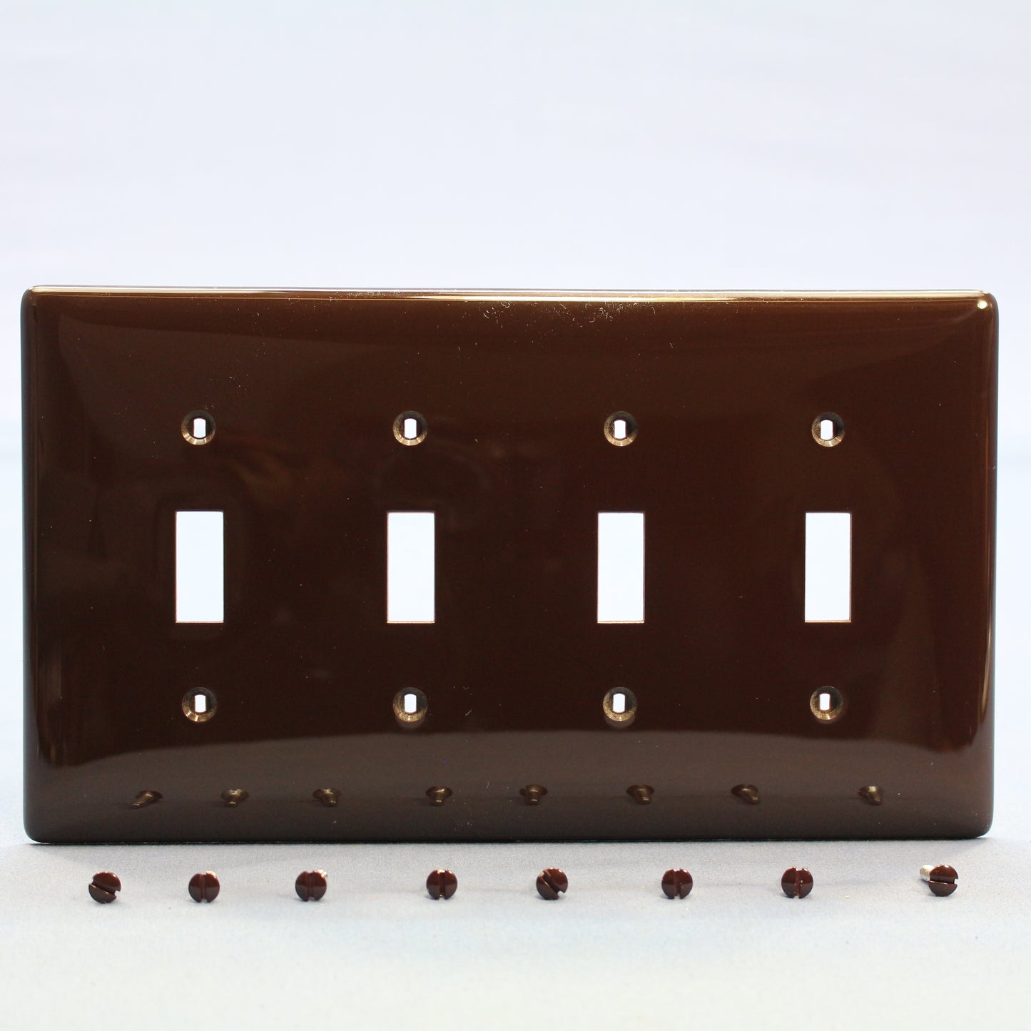 Hubbell NPJ4 Brown 4-Gang Toggle Switch Unbreakable Nylon Mid-Size Wallplate