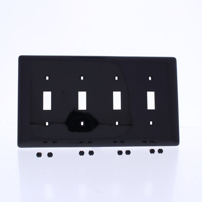 Hubbell NPJ4BK Black 4-Gang MidSize Toggle Switch Cover Nylon Wallplates 10-Pack