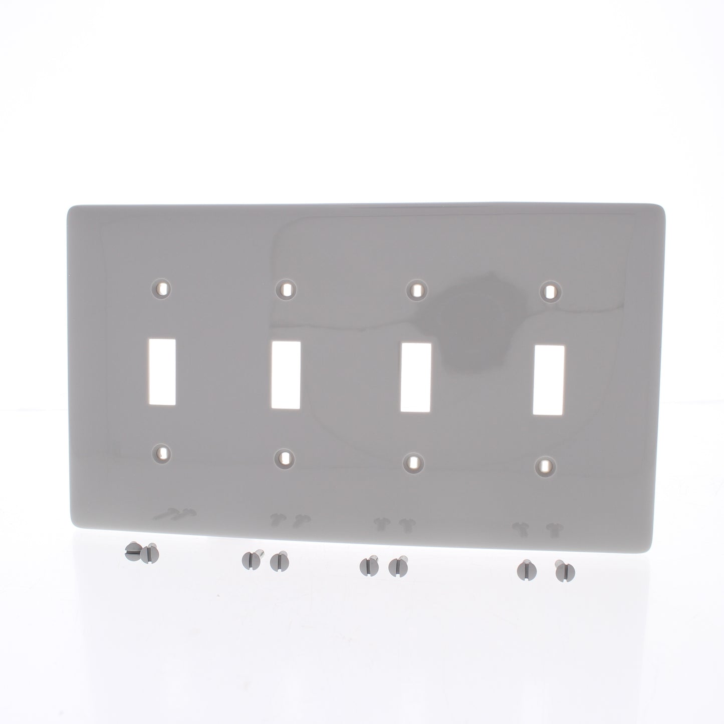 Hubbell NPJ4GY Gray 4-Gang Toggle Switch Unbreakable Mid-Size Wallplates 10pcs