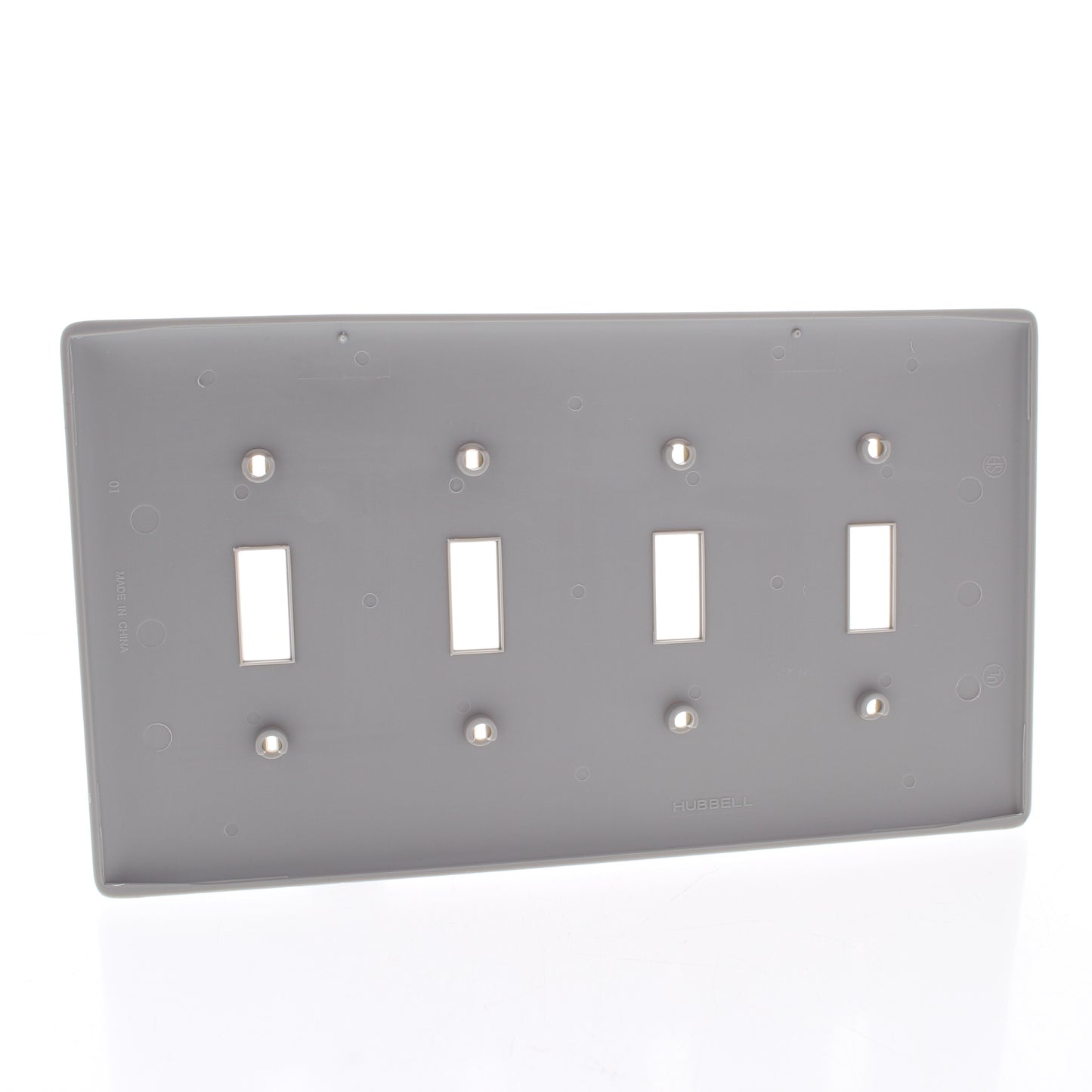 Hubbell NPJ4GY Gray 4-Gang Toggle Switch Unbreakable Mid-Size Wallplates 10pcs