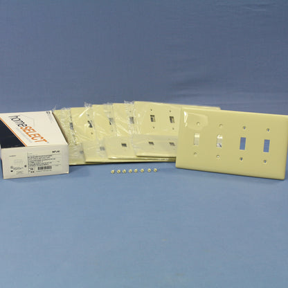 Hubbell NPJ4I Ivory 4-Gang Mid-size Toggle Switch Cover Nylon Wallplates 10-Pack