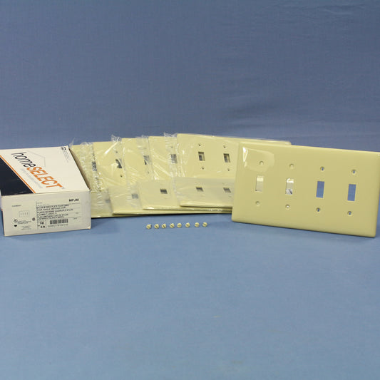 Hubbell NPJ4I Ivory 4-Gang Mid-size Toggle Switch Cover Nylon Wallplates 10-Pack